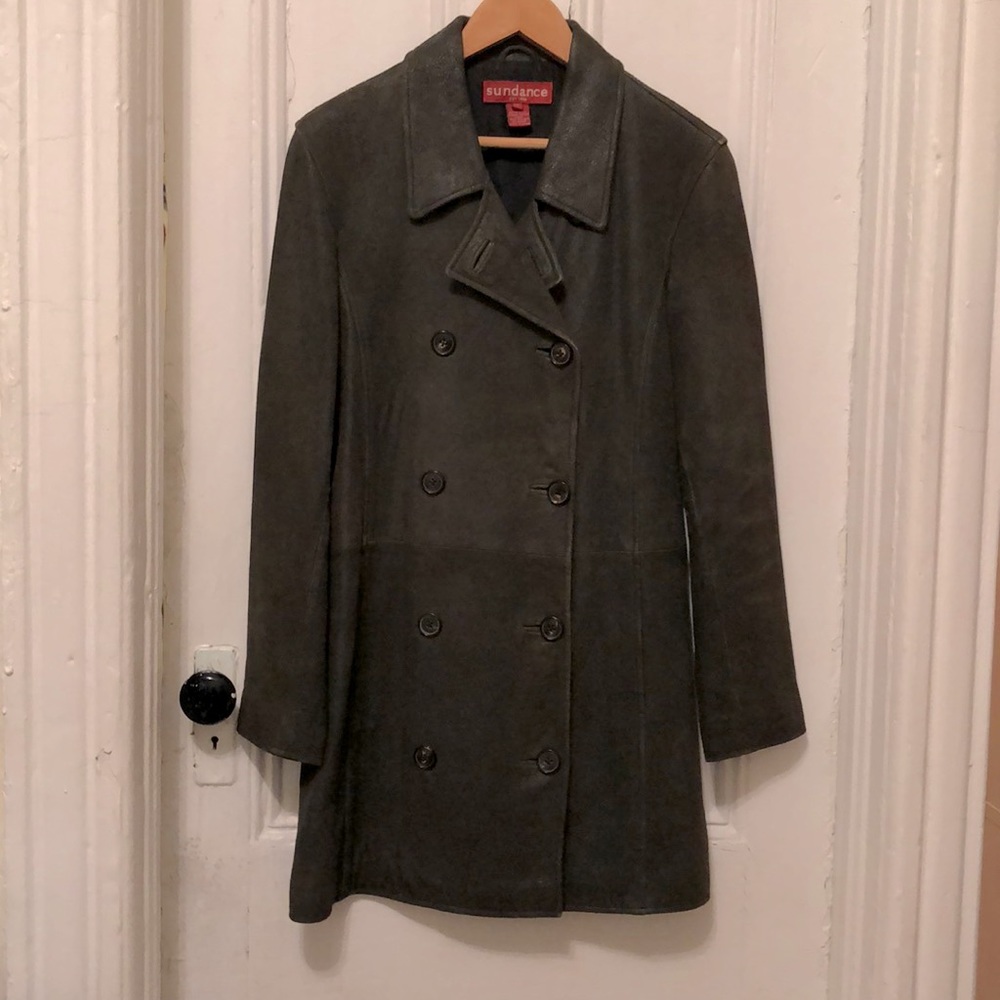 Sundance weathered leather pea coat